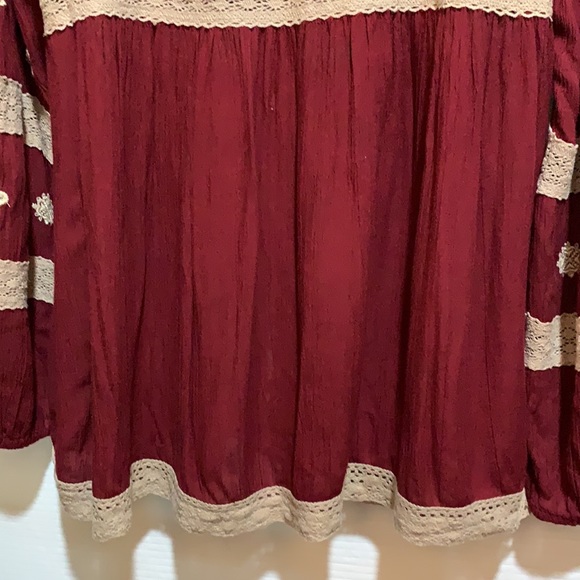 FREE PEOPLE TUNIC BOHO PEASANT SZ M BURG/CREME - Picture 9 of 10